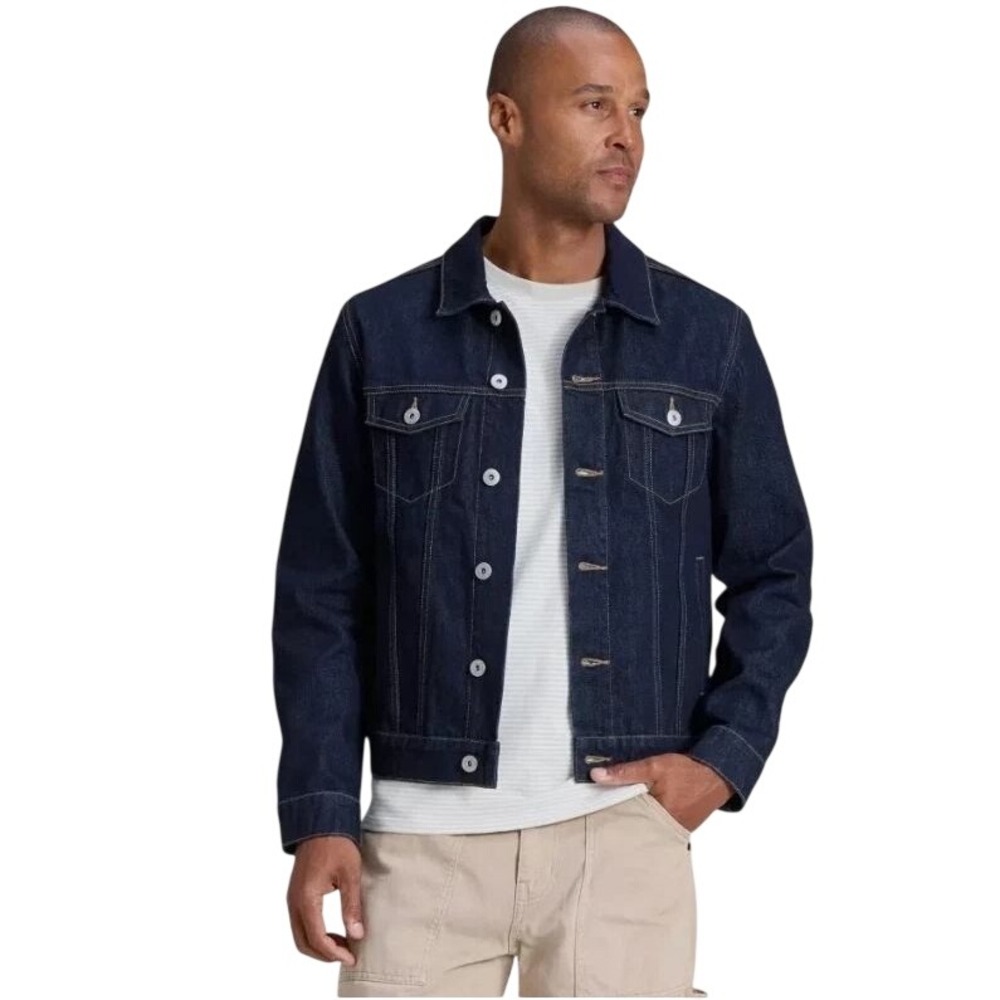 Goodfellow & Co Men's Dark Blue Cotton Denim Trucker Jacket Size Medium
